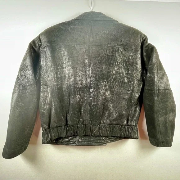 La Matta Vintage Leather Bomber Jacket Double Breasted Sheepskin Italy Patch 80s